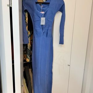 Elegant Blue Knit Dress cult gaia